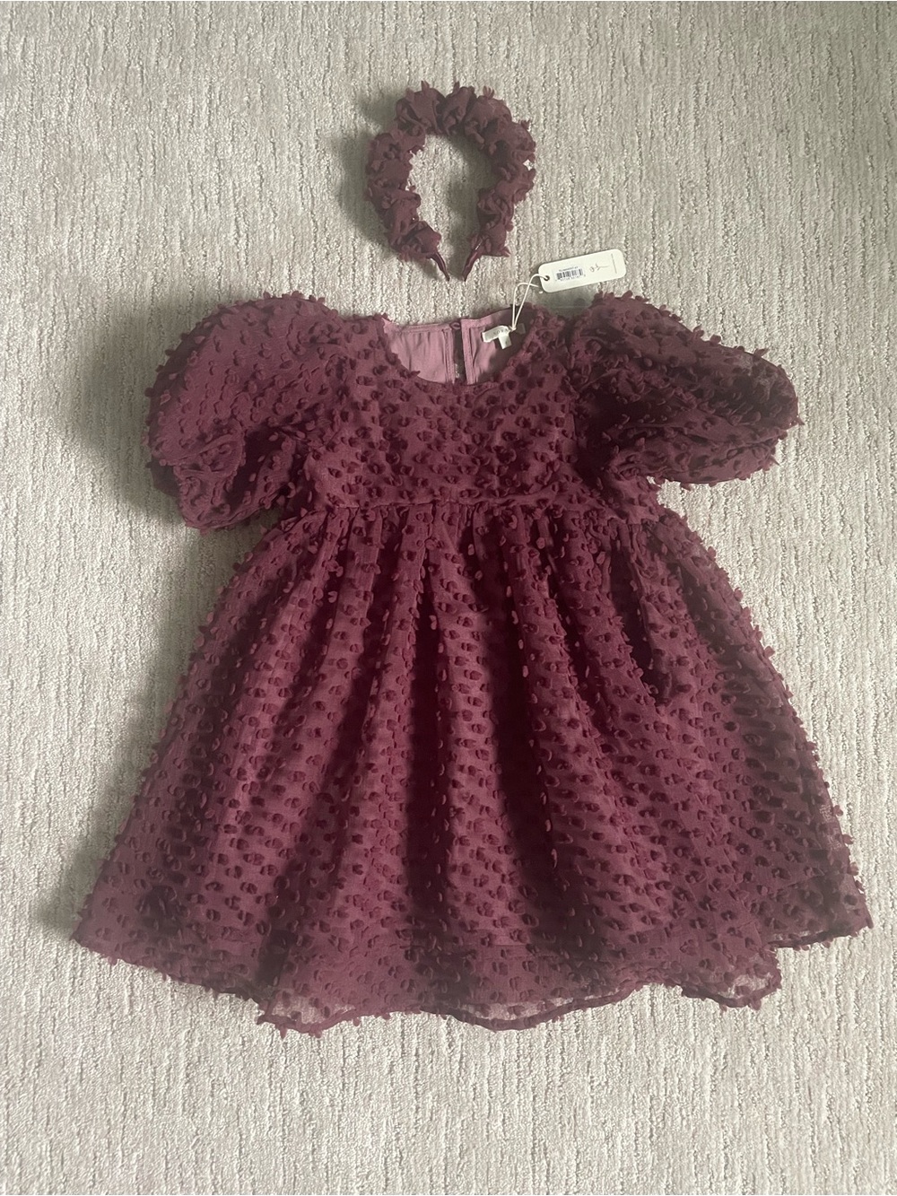 Girls Noralee Luna Dress in Fig/Burgundy with Headband - size 6